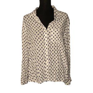 VELVET HEART WHITE NAVY LONG SLEEVE BUTTON UP SHIRT WOMEN'S SIZE X LARGE